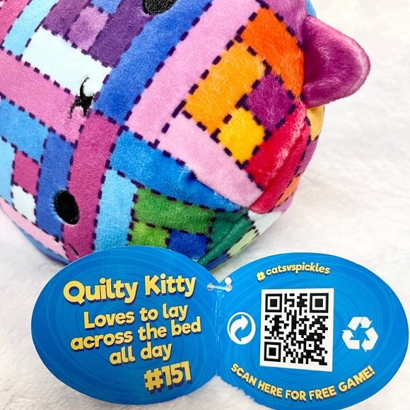 6” Quilty Kitty CvP Cat Bean Bag 6” Cats vs Pickles Plush CVP Chonks 151 Beanie - Picture 2 of 4